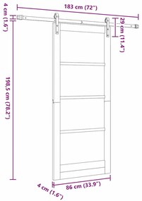 Porta Deslizante 86x198,5 cm Conjunto de 2 Natural e Preto