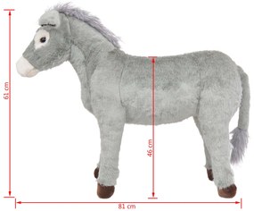 Burro de montar em peluche cinzento XXL