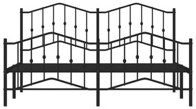 Estrutura de cama com cabeceira e pés 160x200 cm metal preto