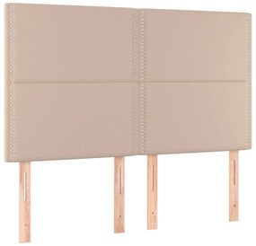Cama box spring c/colchão/LED 140x200cm couro artif. cappuccino