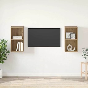 vidaXL Gabinete de TV de Parede 2 pcs Carvalho Artesanal
