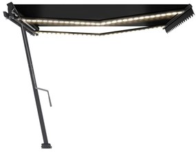 Toldo retrátil manual com LED 450x350 cm antracite