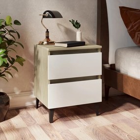 vidaXL Mesa de cabeceira 40x35x50 cm contrapl. branco/carvalho sonoma