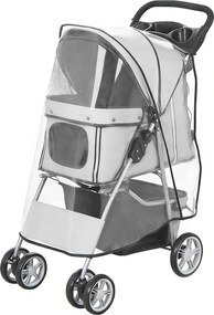 Carrinho dobrável para pequenos cães e gatos, com suporte para copos e cesto de arrumação, 75 x 45 x 97 cm, cinzento