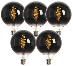 Conjunto de 5 Lâmpadas LED Inteligentes E27 G125 Pretas 4W 60lm 1800-3000K