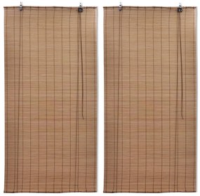 3057519 vidaXL Estores de rolo em bambu 2 pcs 100 x 160 cm castanho