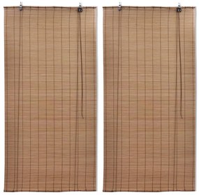 3057519 vidaXL Estores de rolo 2 pcs 100 x 160 cm bambu castanho