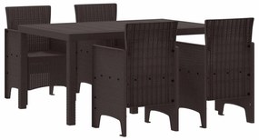vidaXL Conjunto de Jantar para Jardim 5 pcs Castanho Rattan Polt
