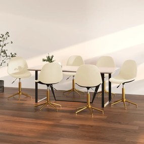vidaXL Cadeiras de jantar giratórias 6 pcs veludo cor creme