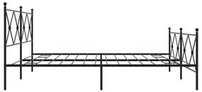 Estrutura de cama com cabeceira e pés 200x200 cm metal preto
