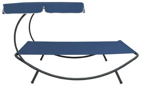 Espreguiçadeira jardim com toldo azul