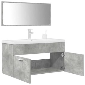 vidaXL 3 pcs conj. móveis casa banho derivados madeira cinza cimento