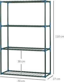 Conjunto de 2 prateleiras para flores em aço, com 4 níveis, para interior e exterior, suporte para plantas 70 x 27 x 110 cm, verde