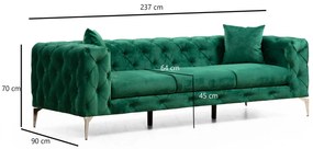 Sofá de 3 Lugares com Pernas em Metal Cromado – Francisca – Verde – 23