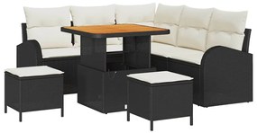 Conjunto de Sofás de Jardim vidaXL com Almofadas Preto Ratan Sintético