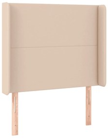 Cabeceira cama c/ LED couro artif. 83x16x118/128 cm cappuccino