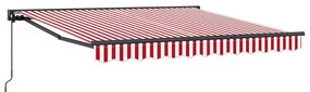 Toldo Retrátil Manual Listrado Vermelho e Branco 350x250 cm