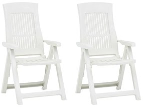 Cadeiras de jardim reclináveis 2 pcs plástico branco