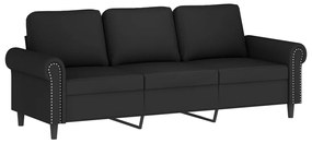 3 pcs conjunto de sofás com almofadões veludo preto