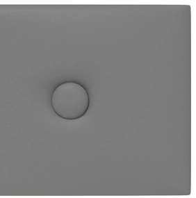 Painel parede 12pcs 60x15 cm couro artificial 1,08 m² cinza