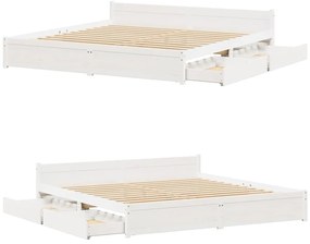 Cama sem colchão 160x200 cm madeira de pinho maciça branco