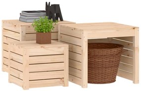 3 pcs conjunto de caixas de jardim madeira de pinho maciça