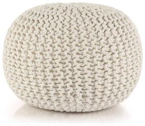vidaXL Pufe tricotado à mão algodão 50x35 cm branco