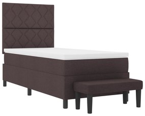 Cama Box com Colchão e Banco Castanho Escuro 90x200 cm