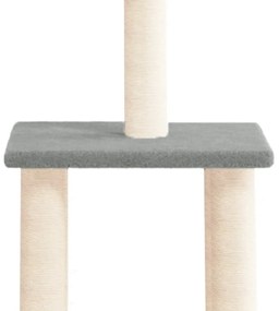 Árvore p/ gatos c/ postes arranhadores sisal 85,5cm cinza-claro