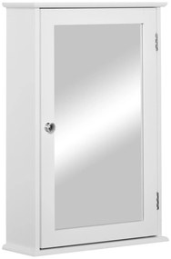 kleankin Armário de Casa de Banho com Espelho Armário com Espelho para Casa de Banho com Prateleira Estilo Moderno 41x14x60 cm Branco | Aosom Portugal