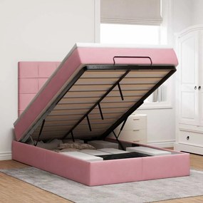 Estrutura de cama otomana com colchões 120x200 cm veludo rosa