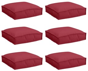 Almofadas para Paletes - 6 Peças Vermelhas Vinho de 40x40x8 cm em Teci