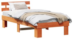 Estrado de Cama com Cabeceira Castanho Encerado 90x190 cm Madeira Maci
