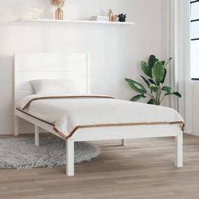 3104119 vidaXL Estrutura cama de solteiro 90x190 cm madeira maciça branco