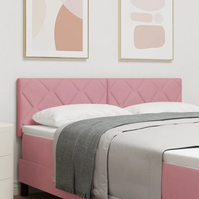 vidaXL Cabeceira com design de bloco de diamante em rosa, 144cm, veludo