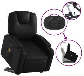 Poltrona massagens reclinável elevatória couro artificial preto