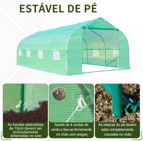 Estufa Tipo Túnel de Jardim 600x300x200cm para Cultivo de Plantas Verd