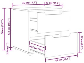 Mesa de cabeceira VISNES derivados de madeira branco 45x40x50cm