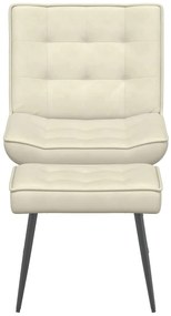 Cadeira de relaxamento com banco em veludo creme