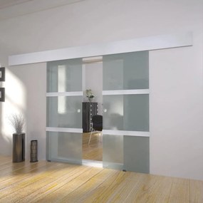 273735 vidaXL Portas deslizantes em vidro, 2 pcs