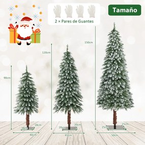 Conjunto de 3 árvores de Natal de 90/120/150 cm com luzes LED brancas quentes e ramos em PVC Verdes