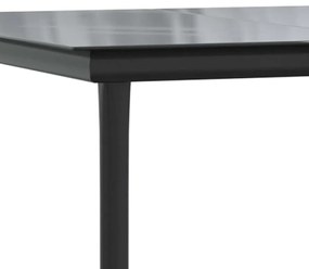 Conjunto de jantar jardim 9 peças almofadas vidro vime PE preto