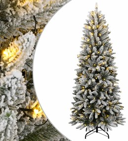 Árvore Natal artificial c/ 300 luzes LED e flocos de neve 180cm