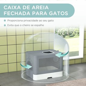 PawHut Caixa de Areia para Gatos com Saída Superior Caixa de Areia par