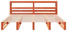 Cama sem colchão 200x200 cm pinho maciço castanho-mel