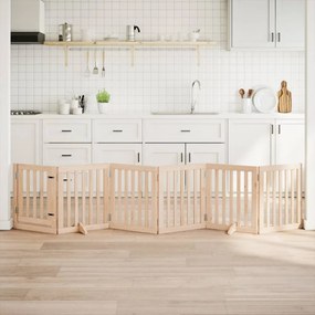 vidaXL Portão para cães com porta dobrável 6 painéis 300 cm álamo