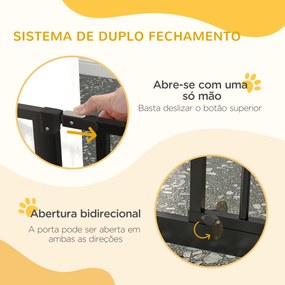 Barreira de Segurança para Cães com 3 Extensões Montagem a Pressão Duplo Bloqueio 75-145x76 cm Preto