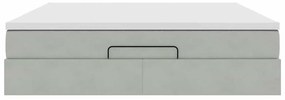 Estrutura de cama otomana com colchão 160x200 cm cinzento claro