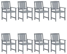 Cadeiras de jardim 8 pcs madeira de acácia maciça cinzento