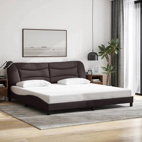 vidaXL Estrutura de cama sem colchão 200x200 cm tecido castanho-escuro